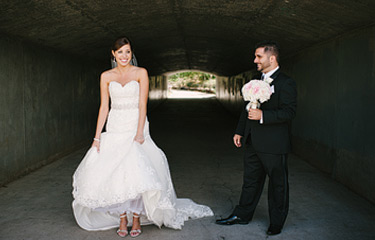 First look portraits of bride and groom. Greek wedding.